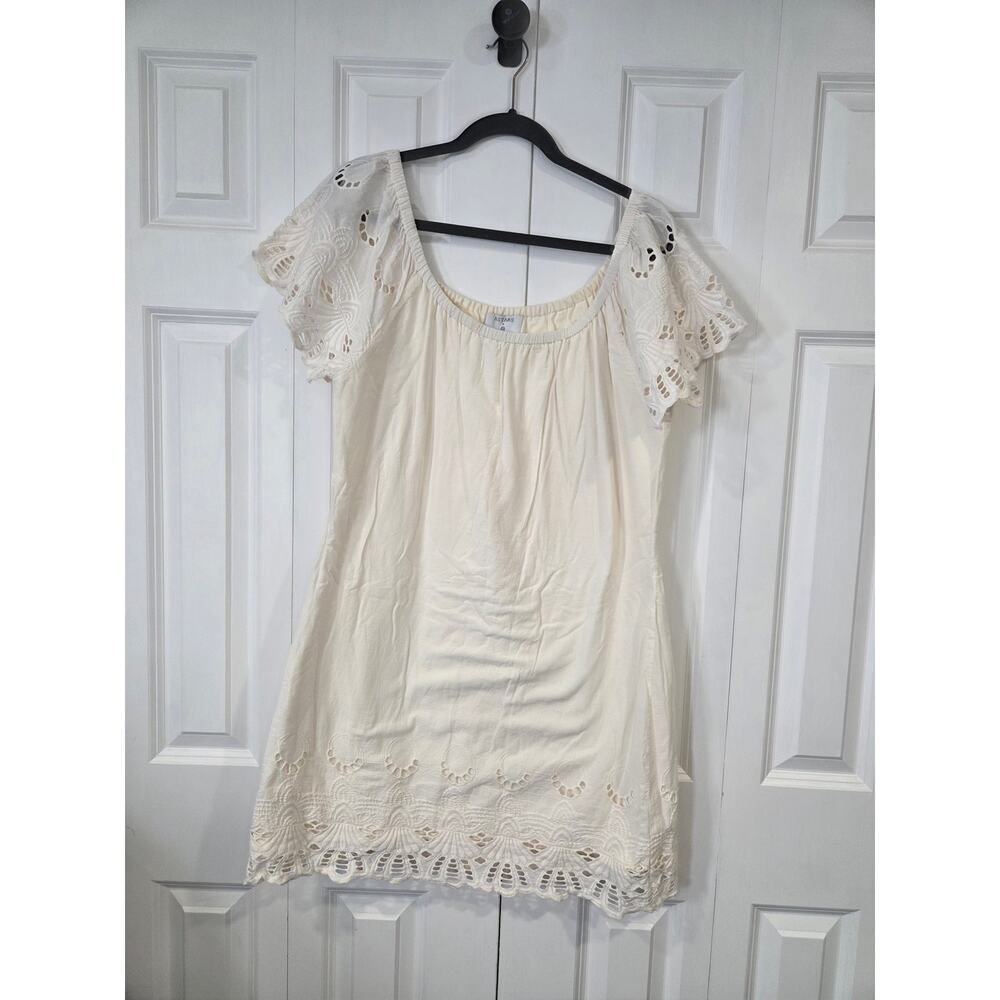 Astars + Evereve Eyelet Lace Dress Off The Shoulder Scalloped Edge Women's Large